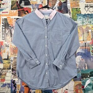 American Eagle Mens Striped Button Down Shirt‎ Pink Collar S/P Small